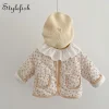 Autumn new style 0-3 years old baby clothes cute baby girl thick cotton clothes long sleeves all-match floral cardigan coat