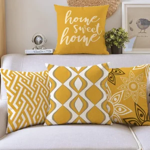 Yellow geometric petal linen pillowcase sofa cushion cover home decoration can be customized for you 40x40 45x45 50x50 60x60