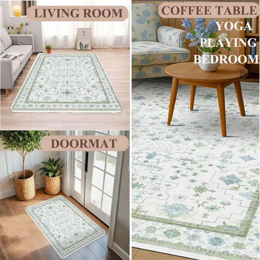 Vibrant Floral Pattern Area Rug, Multicolor Flower Designs, Soft Non - Slip Carpet for Living Room Bedroom Decor - Image 6