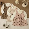 Autumn New Baby Girl Dress Cute Polka Dot Well Long Sleeve Imitation 2 Pieces Dress for Girls Daily Casual Wear