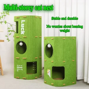 2/3-Tier XL Sturdy Cat Tree with Felted Bucket - Multi-Pet Nesting Tower for Indoor Cats | Climbing Scratching Hiding Gym