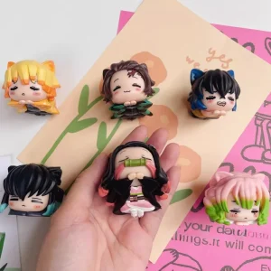 Demon Slayer Mitsuri Figure Kimetsu No Yaiba Cat Nezuko Statue Cute Muichirou Action Figurine Sculpture Desk Decoration Ornament