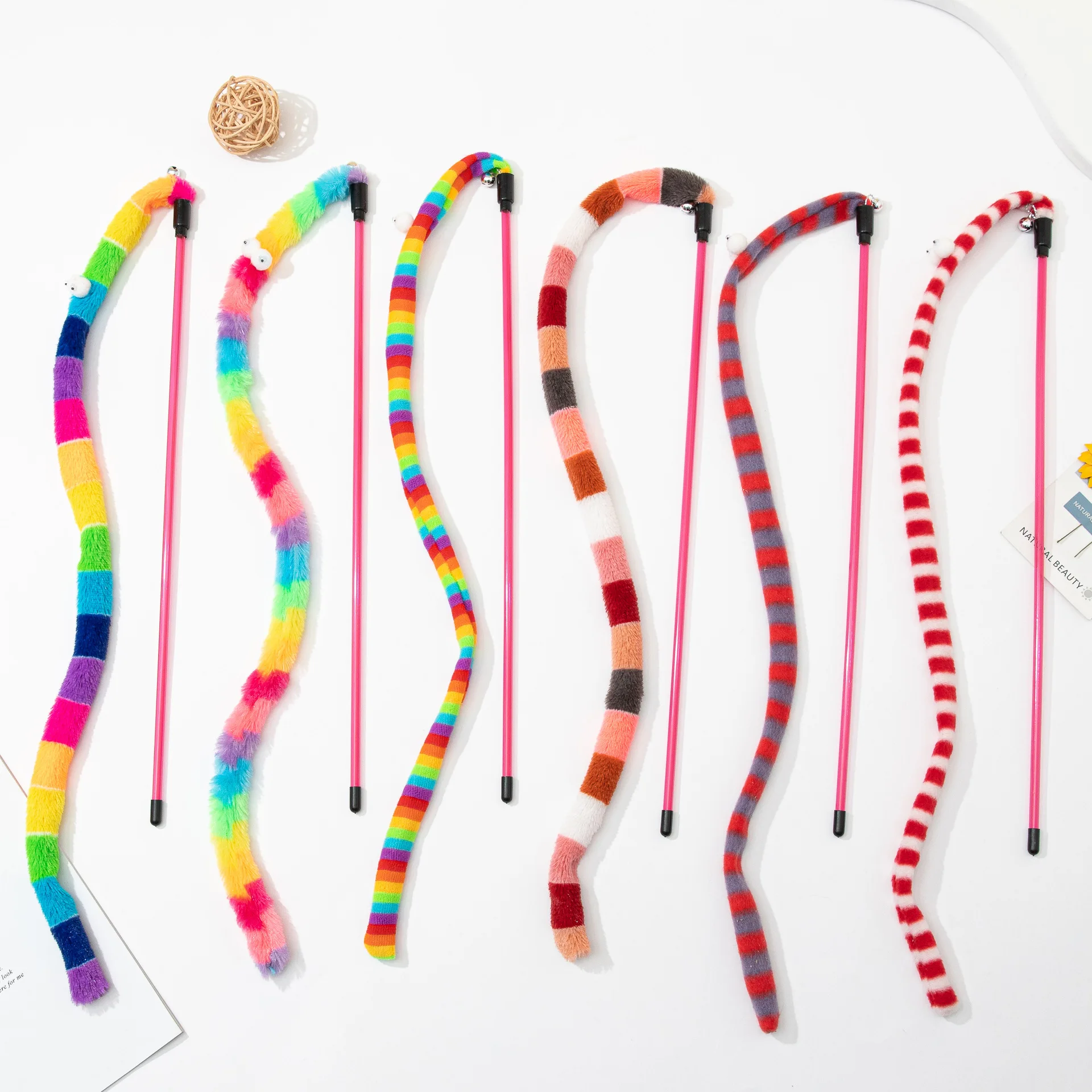 Cat Toy Caterpillar Cat Teaser Wand Cat Interactive Toys Funny Feather Colorful Rod Teaser Wand Pet Cat Supplies Cat Accessory - Image 5