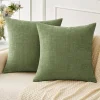 Chenille Throw Pillow Covers Green Soft Solid Cushion Cover for Sofa Living Room Plush Accent Spring Pillowcases for Home Decor