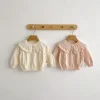 New autumn baby clothing for 0-3 years old, knitted sweater with ruffle collar pullover sweater, long sleeved top