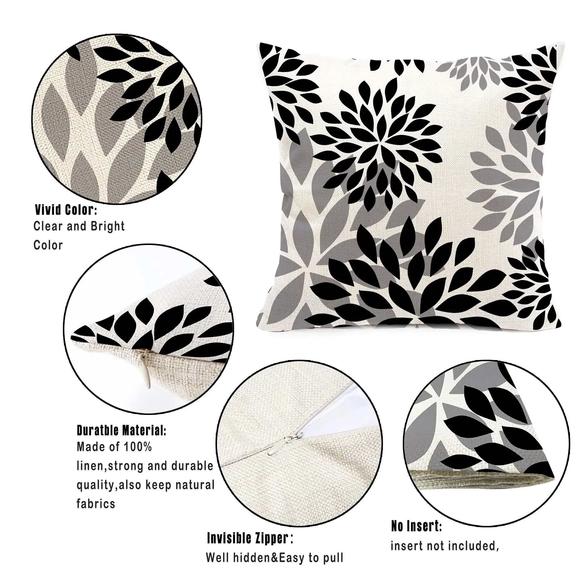 Black and white geometric linen pillowcase sofa cushion cover home decoration can be customized for you 40x40 45x45 50x50 60x60 - Image 6
