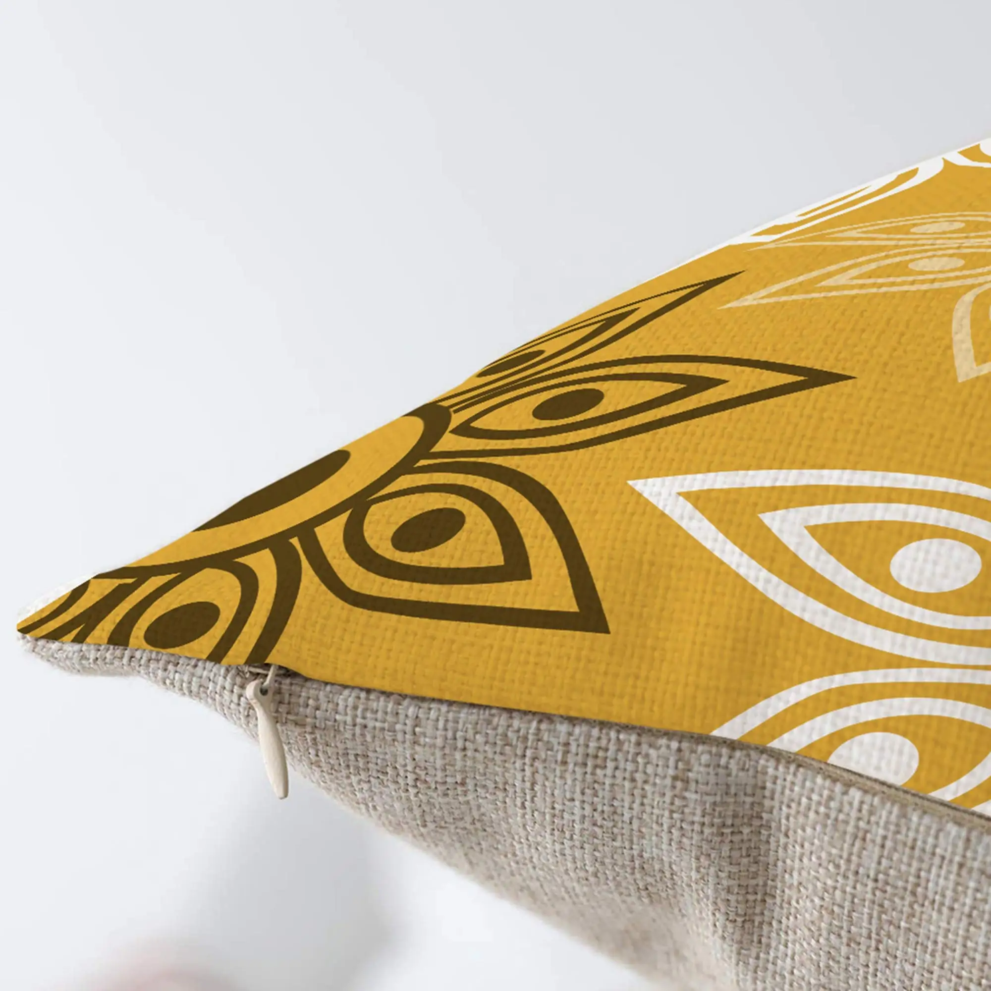 Yellow geometric petal linen pillowcase sofa cushion cover home decoration can be customized for you 40x40 45x45 50x50 60x60 - Image 4