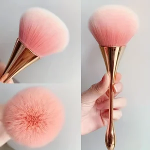 Rose Golden Fan Makeup Brush,Cosmetic Brush Loose Powder Brush ,Highlighting Brush Blush Brush-Soft Hair Makeup Fixing