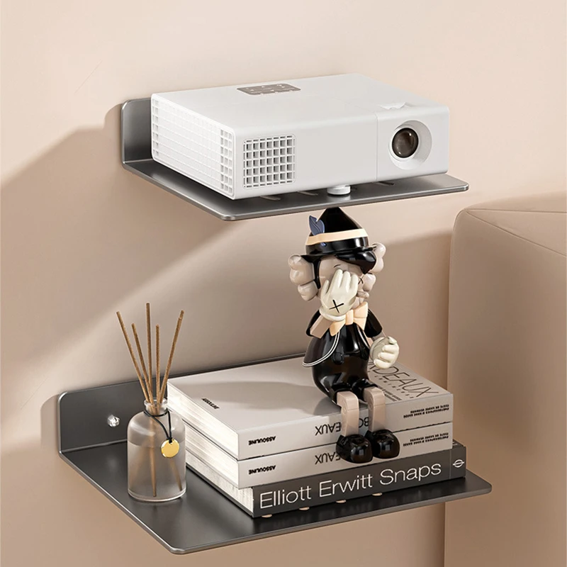 Steel Shelf Wall Mounted Floating Organizer Router Camera Projector Toiletries Storage Living Room Bathroom Office Metal Holder - Image 2