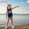 DXTON Children Casual Tops Comfortable Cotton Baby Girls Summer T-shirts Heart Printed Ruffled Sleeveless Toddler Tees Outerwear