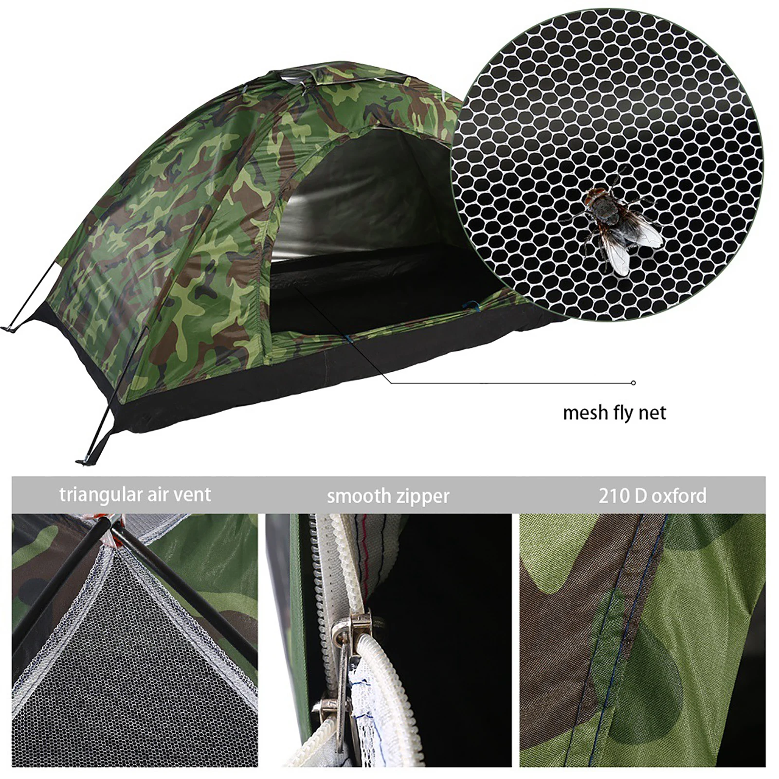 Outdoor Camouflage UV Protection Waterproof One Person Tent for Camping Hiking - Image 4