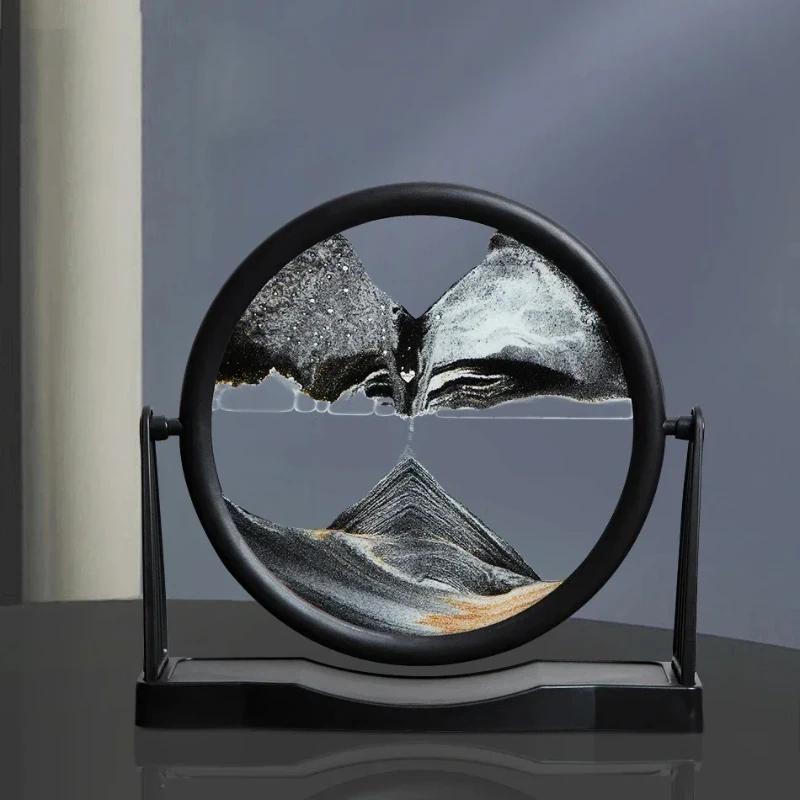 Rotatable Sandscape Moving Sand Art Picture Round Glass Quicksand Liquid Hourglass Office Home Decor Flowing Sand Painting Gifts - Image 5