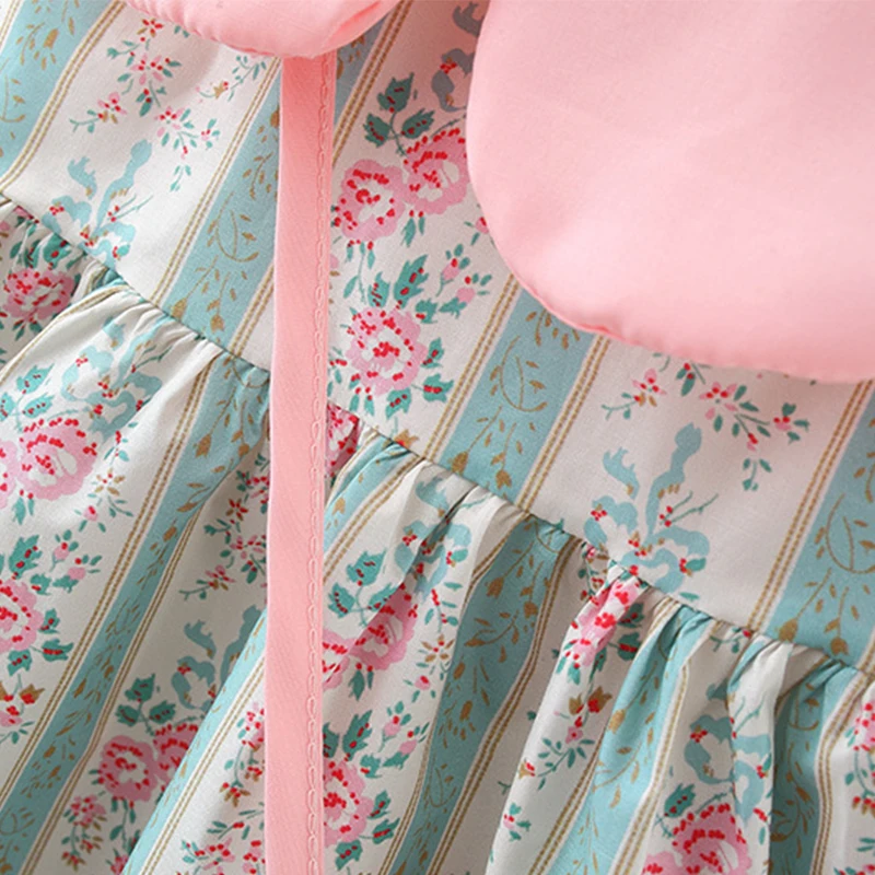 Summer New Pink Doll Neck Baby Girl Dress, Sweet Floral Children'S Sleeveless Clothes+Love Bag (9 Months -3 Years Old) - Image 4