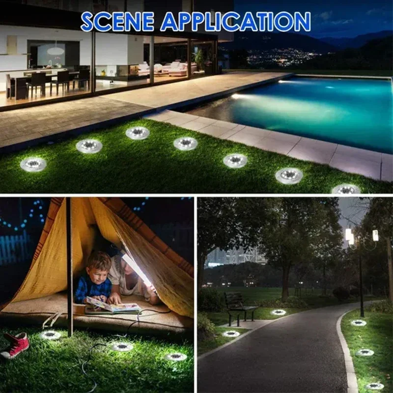 1/4/8Pcs Solar Lights Outdoor 8/20LEDs Disk Underground Lamp Spotlight Buried Solar Light for Home Garden Lawn Yard Decoration - Image 4