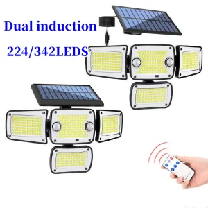 Outdoor Solar Lights 224/342LEDS Dual induction Solar Motion Sensor Lights Solar Wall Lamp With 3 Modes Waterproof Flood Lights