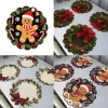 {MX} 4Pcs Cartoon Christmas Circular Waves Placemat Absorbent Coaster Non Slip Heat Resistant Table Mat Christmas Party Decor