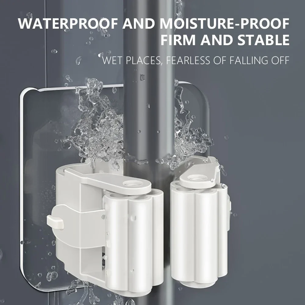 Mop Holder Self-adhesive Broom Stand Wall Mounted Mop Support Sweeping Brush Hook Storage Organizer Bathroom Kitchen Accessories - Image 4