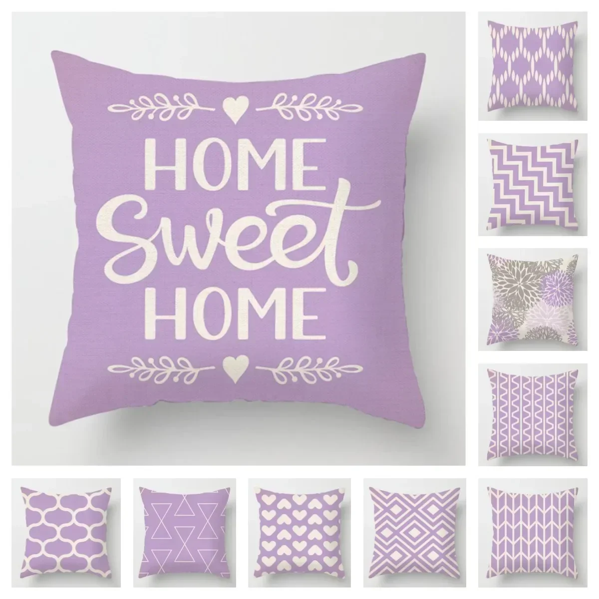 Geometric Light Purple Pillow Cover 50*50 Living Room Sofa Cushion Cover 40*40 Solid Color Decorative Cushion Cover Home Decor