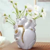 Resin Heart Shape Flower Vase Cyberpunk Heart Statue Flower Container Pots Sculpture Desktop Home Decoration Ornament Craft Gift