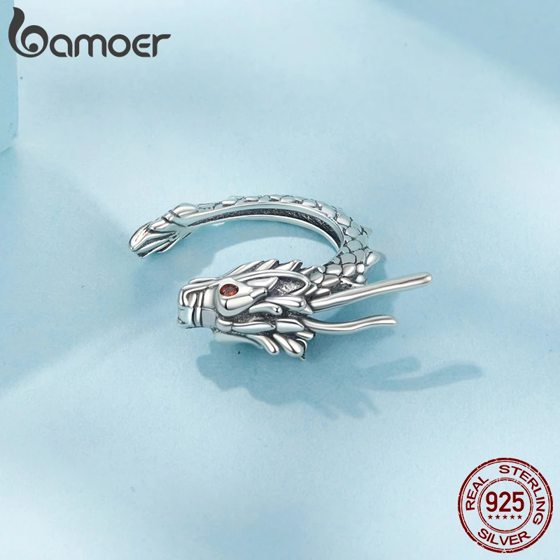 Bamoer Original 925 Sterling Silver Dragon Ear Clip Earrings Cuff Unique White Gold 1PC For Women Party Daily Gift Fine Jewelry - Image 4