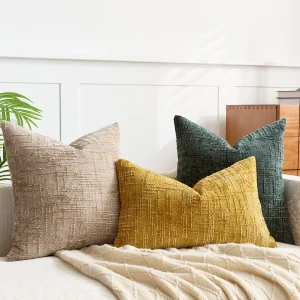 1Pc Chenille Throw Pillow Cover 18x18In Bamboo Thread Yarn Texture Cushion Cover Solid Farmhouse Pillowcases Decor for Home Sofa