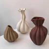 Wabi-Sabi Irregular Ceramic Vase Handmade Artistic Flower Pot for Living Room, Study & TV Cabinet, Modern Boho Home Decor
