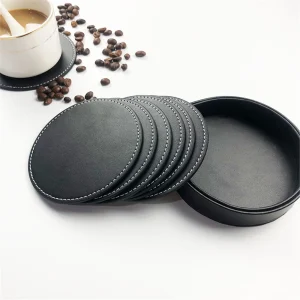 1pc PU Leather Coaster Non-slip Heat Insulation Coffee Mug Cup Mat Tableware Insulation Mat Bowl Placemat Home Table Decor