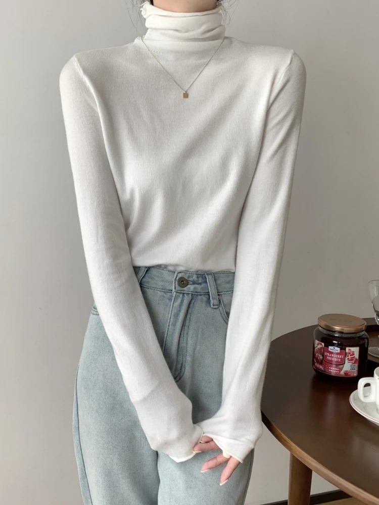 Turtleneck Slim Fit Basic Pullovers Autumn Winter Sweater Fashion Korean Knit Jumper Korean Style Simple Base Layer Tops - Image 6