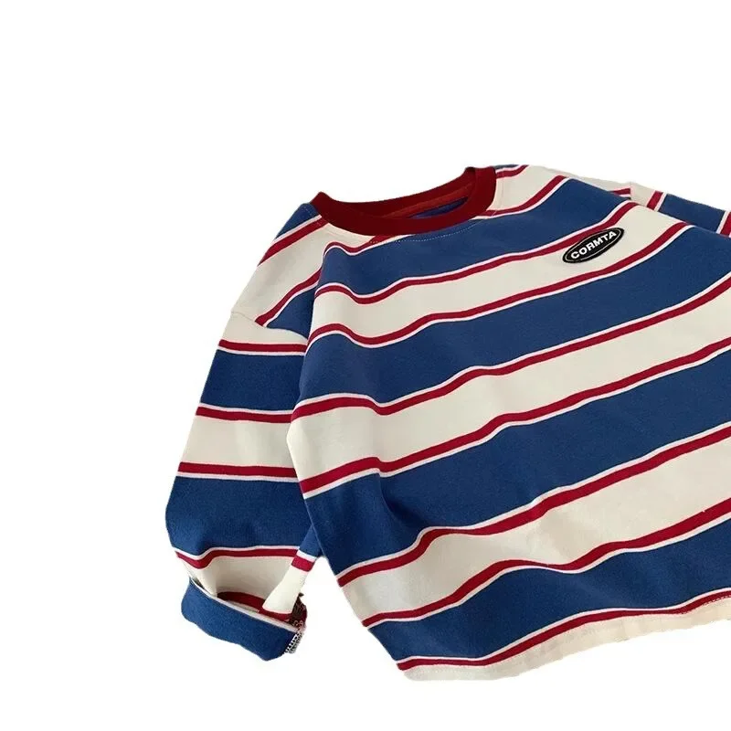 Kids Long Sleeve T-shirt 2025 New Retro Striped Cotton Shirt Spring Autumn Casual Top for Baby Toddler Boys Girls - Image 6