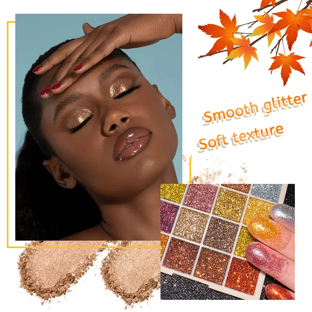 16 Color glitters eyeshadow colorful makeup shimmer Christmas Halloween Eyeshadow Palette Pressed Powder Eye shadow Beauty Tool - Image 6