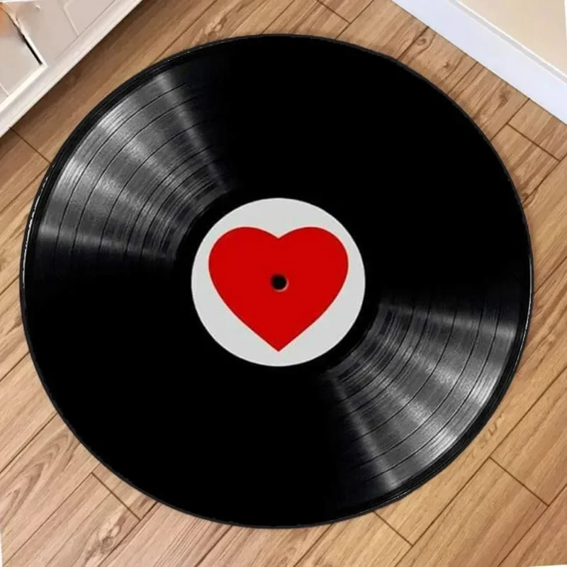 VIKAMA Vinyl Record Round Carpet Music CD Game Room Mat Living Room Area Carpet Bedroom Anti-Slip Soft Pad Home Decoration - Image 3