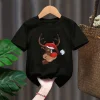 Christmas New Boys and Girls Baby Cartoon Cute Santa Claus Elk Print Short Sleeve T-shirt Huggy Wuggy Pride Tshirt Tops Tee