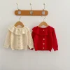 Spring and Autumn New 0-3 Year Old Baby Clothing, Exquisite Girl Baby Lotus Collar Knitted Long Sleeve Sweater