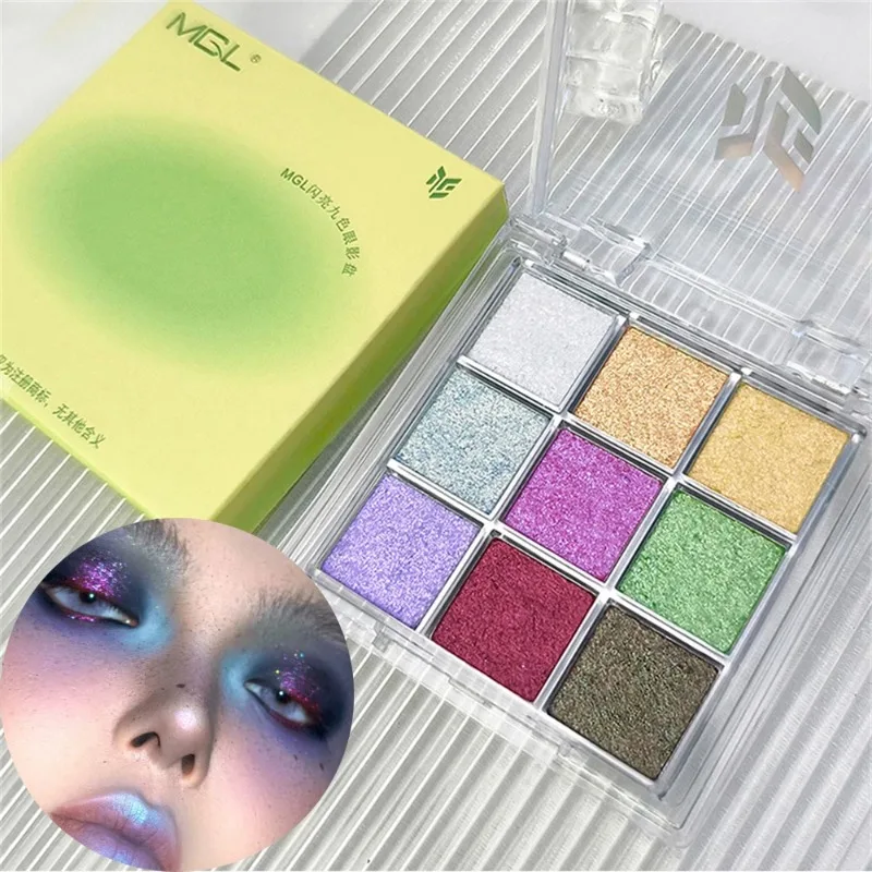 9-Color Chameleon Eyeshadow Makeup Palette Multi-Chrome Fluorescent Metallic Shiny Eye Shadow Easy-To-Apply Highgloss Powder - Image 6