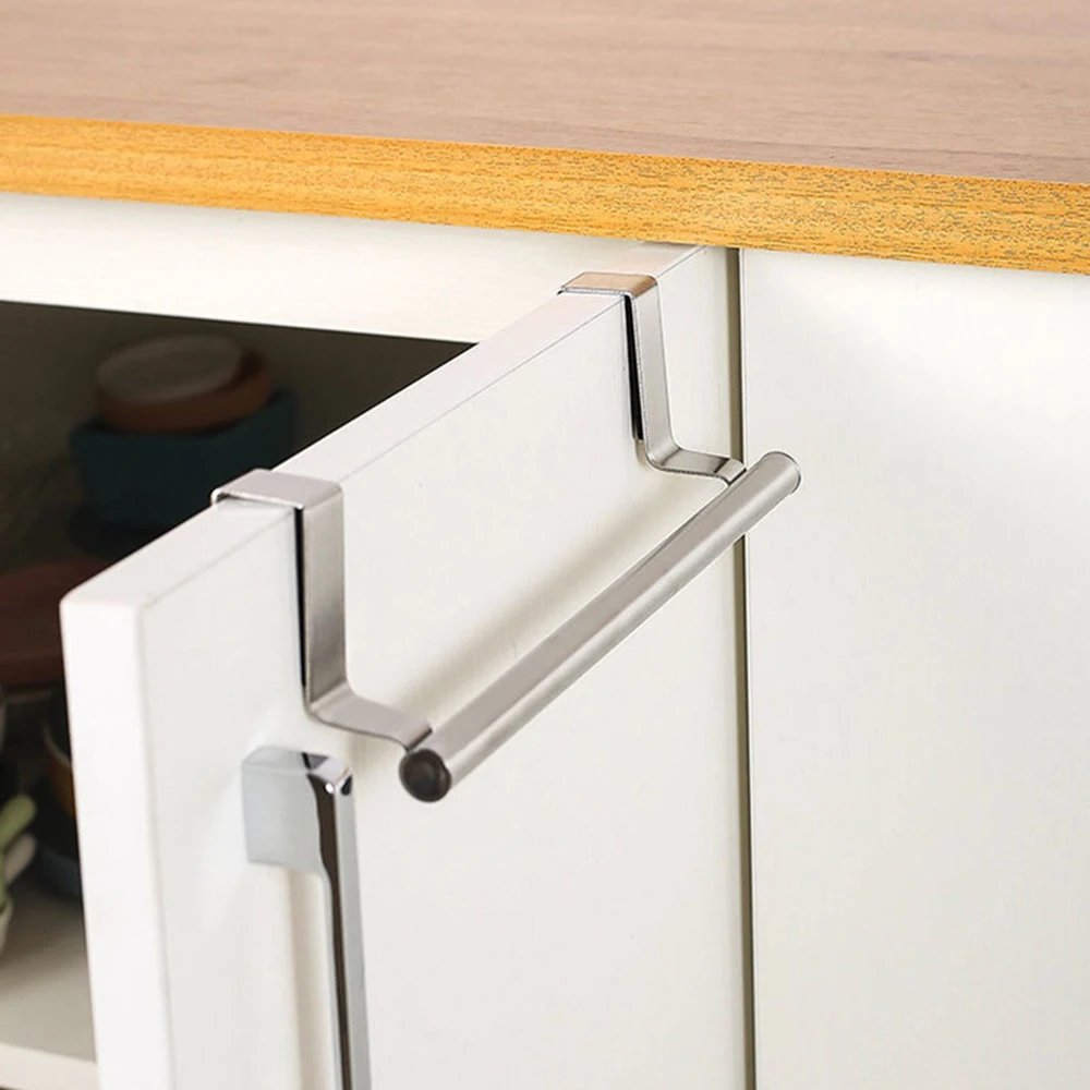 1 Towel Hanging Rod For Home Door, Non-Punching Stainless Steel Towel Rack, Bathroom, Kitchen Single Bar Towel Rod, Silver - Image 5