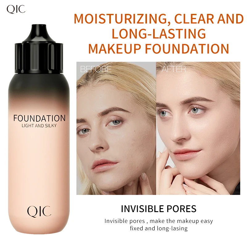 QIC Liquid Foundation High Coverage Makeup Base Lasting Concealer Cream Waterproof Oil-Control Face Foundation Makeup Cosmetics - Image 5