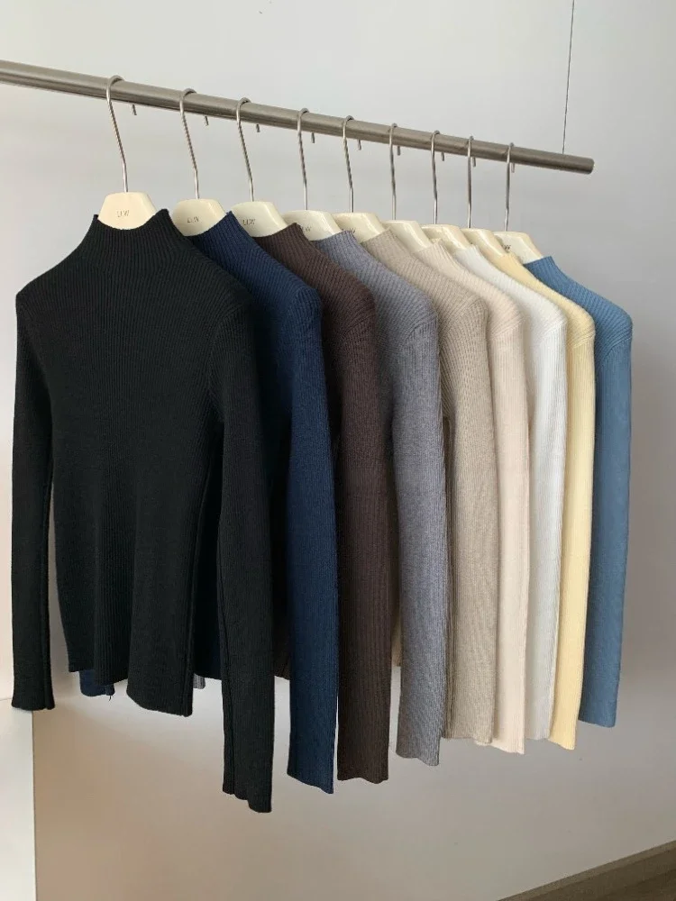 Turtleneck Ribbed Long Sleeves Sweater Autumn Winter Women Long Sleeve Knitted Pullover Soft Warm Femme Jumper Women Clothes - Image 2