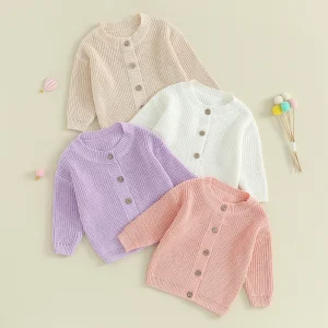 Infant Baby Girl Boy Knit Cardigan Sweater Coat Cute Long Sleeve Button Down Sweater Fall Winter Tops