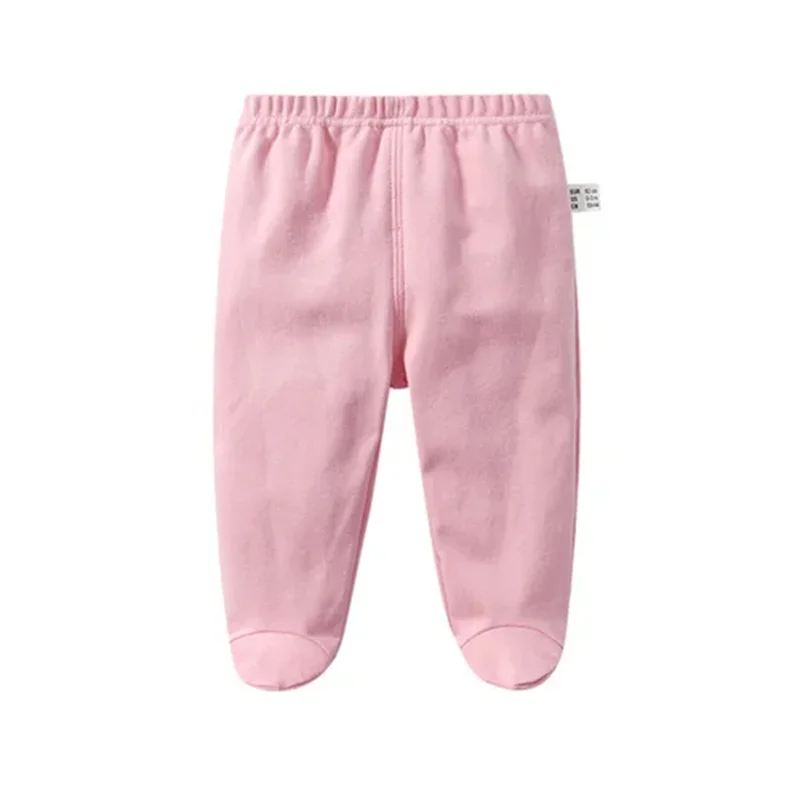 0-12Months Spring Autumn Cotton Breathable Newborn Baby Pants Solid Wrap Foot Long Trousers Casual Baby Leggings For Girls Boys - Image 2