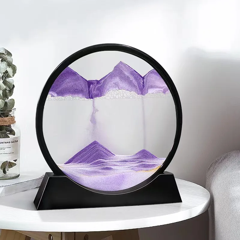 3D Sandscape Moving Sand Art Picture Round Glass Deep Sea Hourglass Quicksand Craft Flowing Sand Painting Office Home Decor Gift - Image 4