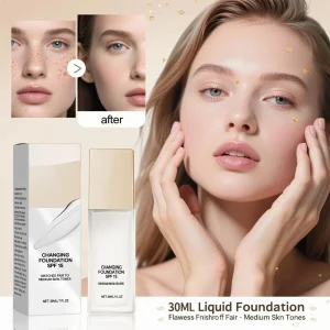 SPF15 Lightweight Foundation with Hyaluronic Acid A hydrating liquid makeup that offers natural coverage for fair to medium skin