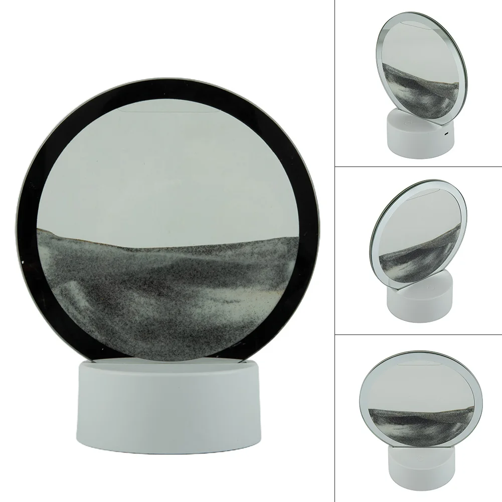 Moving Sand Art Picture Round Table Lamp 3D Dynamic Sand Painting Dynamic Sand Night Light Home Decoration Gift - Image 5