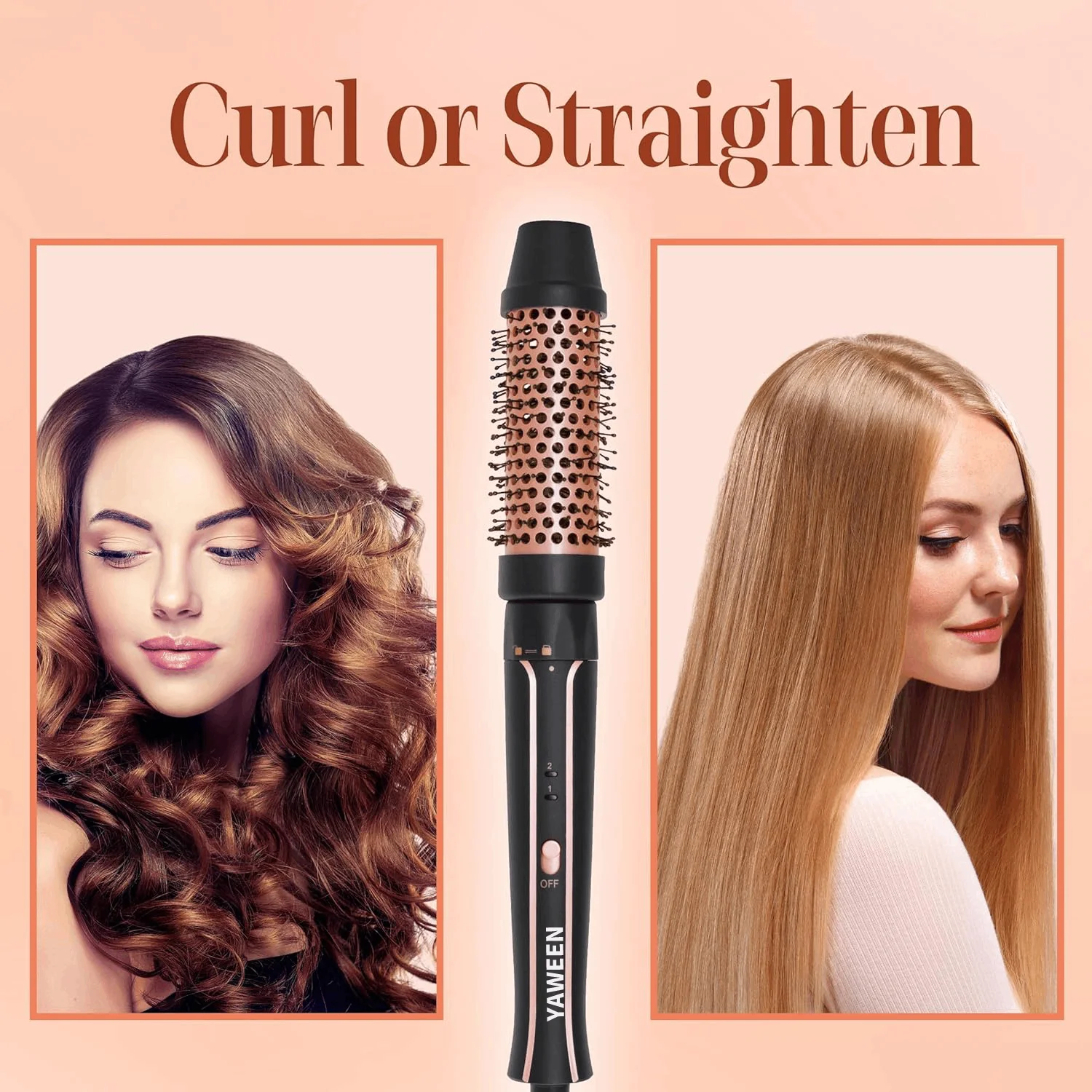 5-in-1 Curly Hair Brush Set, Multi-Curly Hair, Curly Hair Brush Set with a Heat Brush and 4 Interchangeable Ceramic Curly Hair - Image 4