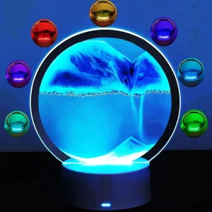 LED RGB Sandscape Lamp 3D Moving Sand Art Frame Night Light with 16 Colors Hourglass Light 3D Deep Sea Display Valentine's Day