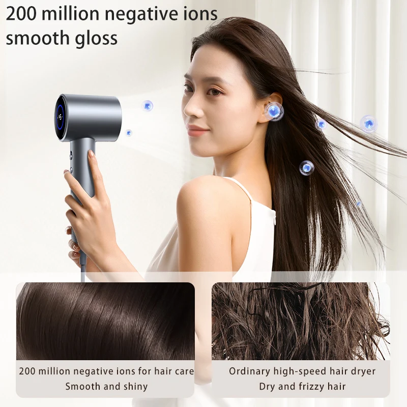 Travel Hair Dryer Professional Bladeless Ionic High-power Ion High-speed Cooling Heating Hair Drier Travel Blow Dryer - Image 2
