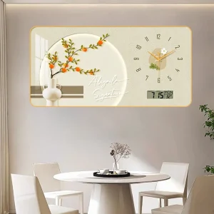 Large Size Flower Artwork Wall Clock, Luxurious Muted Quartz Clock for Home Decor,living Room,bed Room Décor