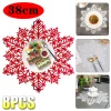8PCS Christmas Decorative Placemats Snowflake Shaped Cutlery Mat Hollow Insulated Non-slip Coasters Home Christmas Decorations