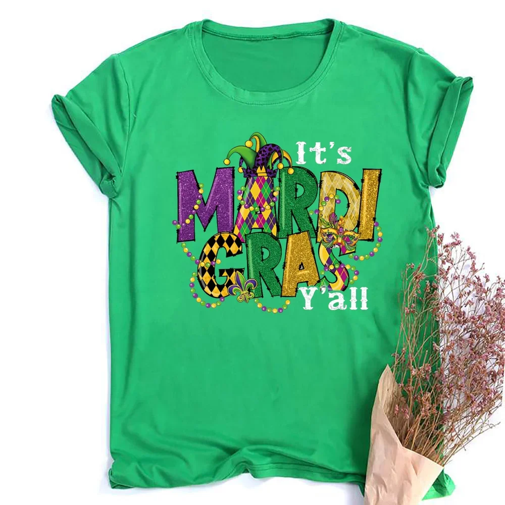 Mardi Gras Shirt for Women It's Mardi Gras Yall Shirt Carnival T-Shirt Graphic Short Sleeves Tee Tops Clothes - Image 6