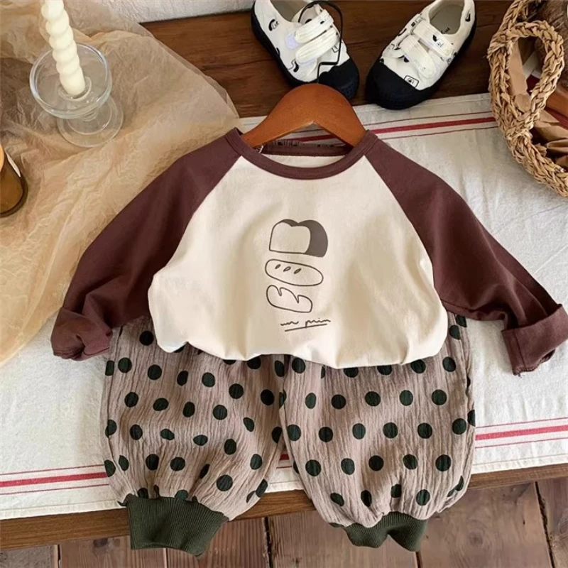 1-7Y Children's Velvet Base Shirt 2025 Spring Long Sleeved Casual Tee Baby Girls Boys Patched Color Round Neck Outerwear Tops - Image 6
