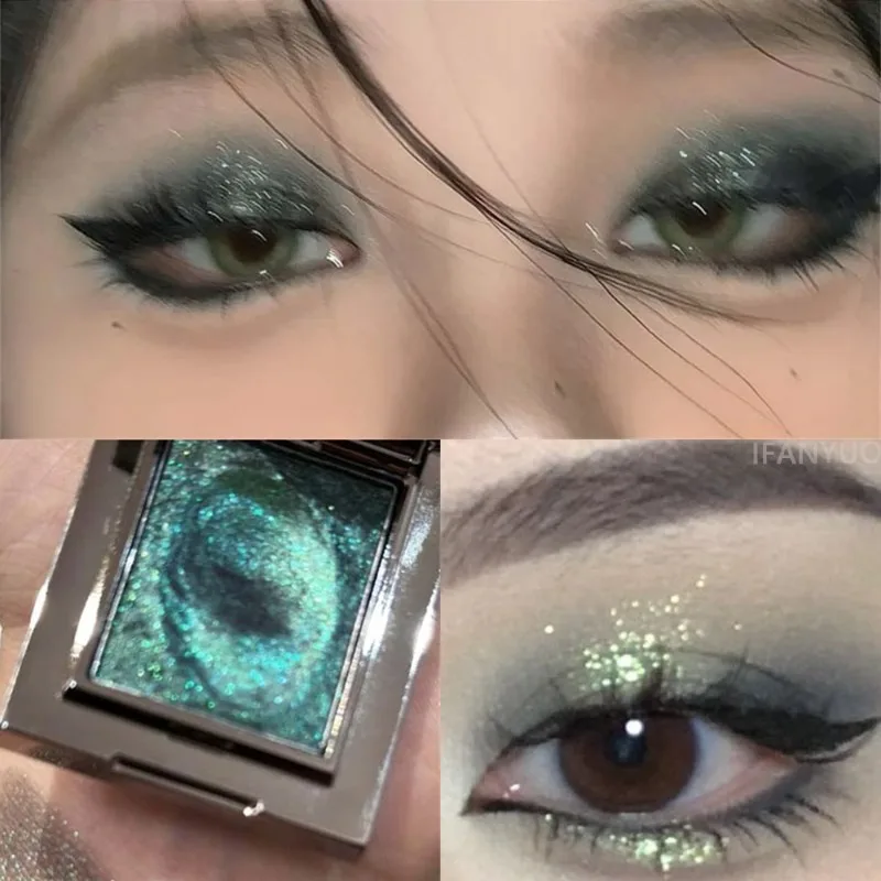 Diamond Monochrome Highlighter Eyeshadow Palette Chameleon Metallic Green Brighten Eye Shadow Fine Flash Eye Makeup Cosmetic